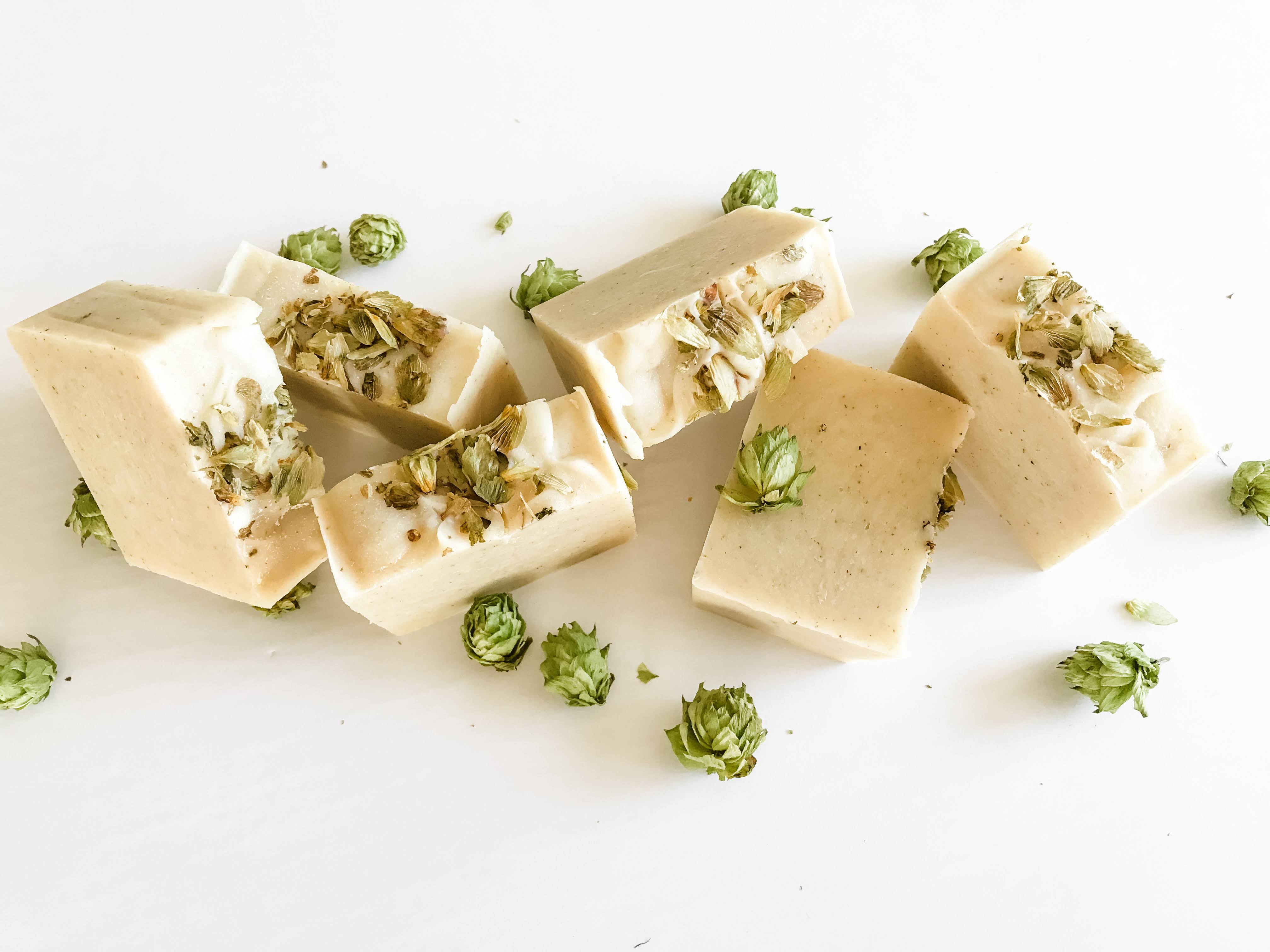 Handmade beer soap with hops for moisturizing skin